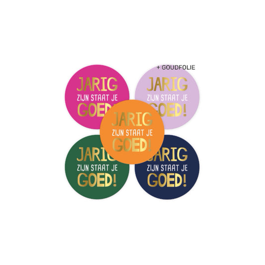 Cadeaustickers - jarig zijn staat je goed - meerkleurig - 10 stuks