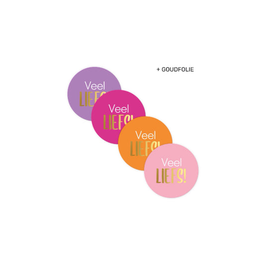 Cadeaustickers - veel liefs - roze/paars/oranje - 8 stuks