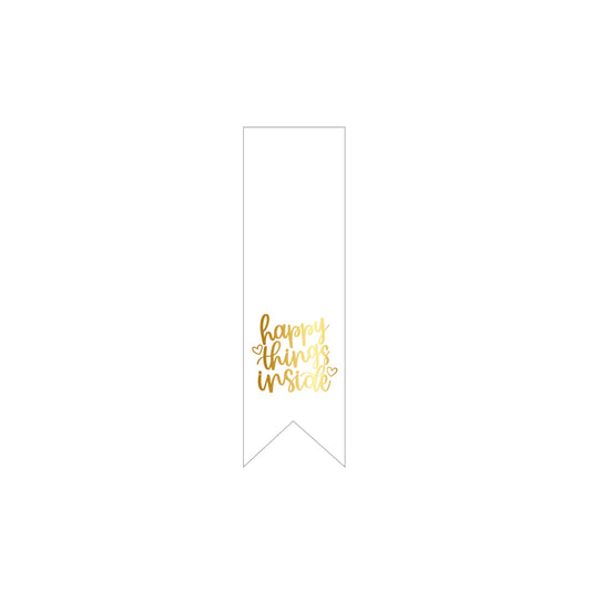 Cadeaustickers - happy things inside - wit - 10 stuks