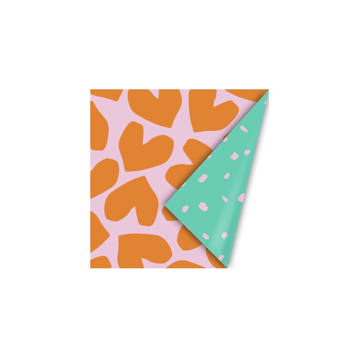 Cadeaupapier - big solo hearts - oranje - 30x200 cm